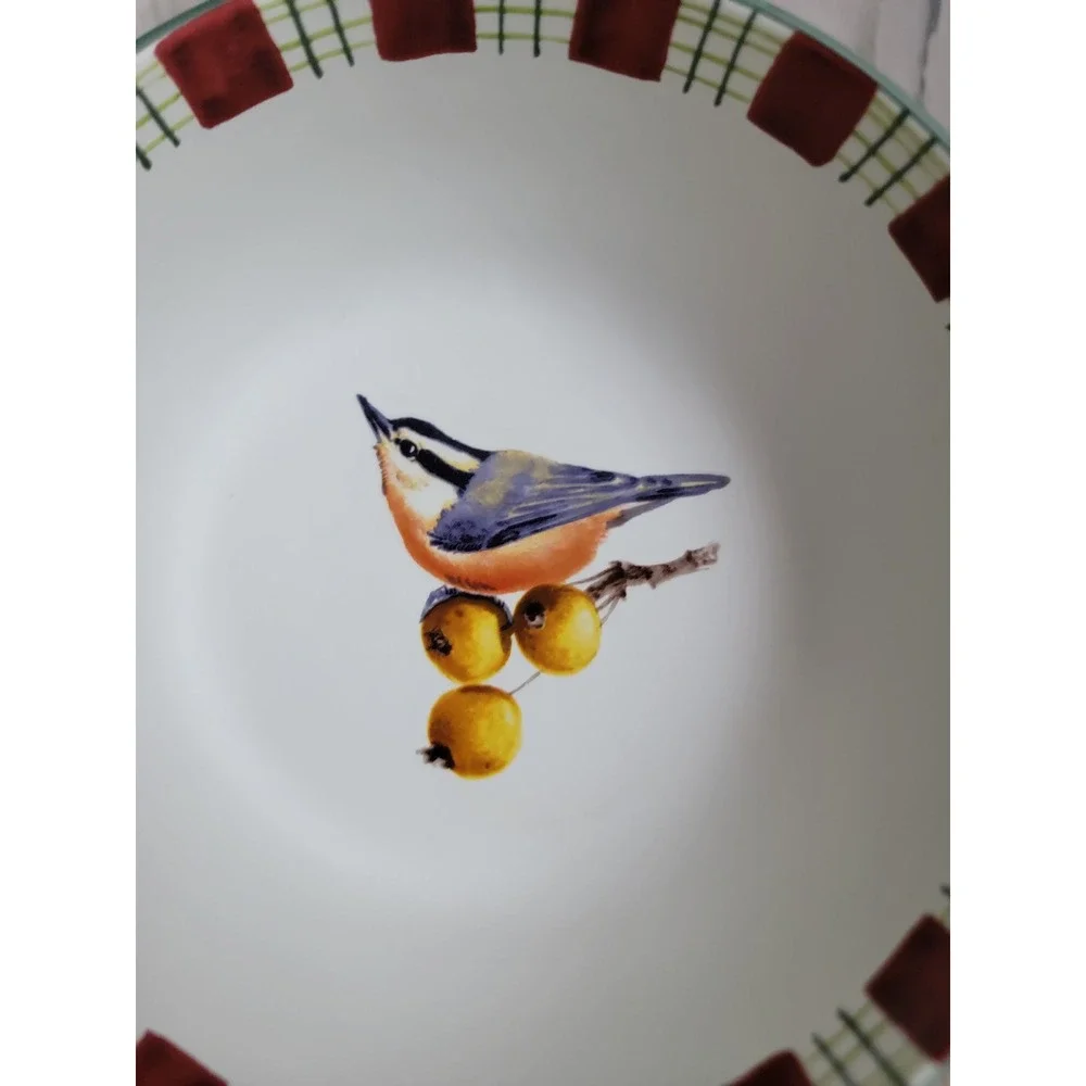 Lenox winter greetings everyday nuthatch bird bowl kitchen Xmas home